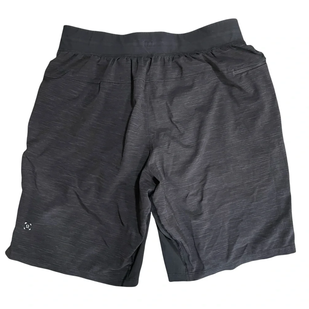 Lululemon T.H.E Short 9” Liner In Heather All‎ Over Deep Coal Black Size M